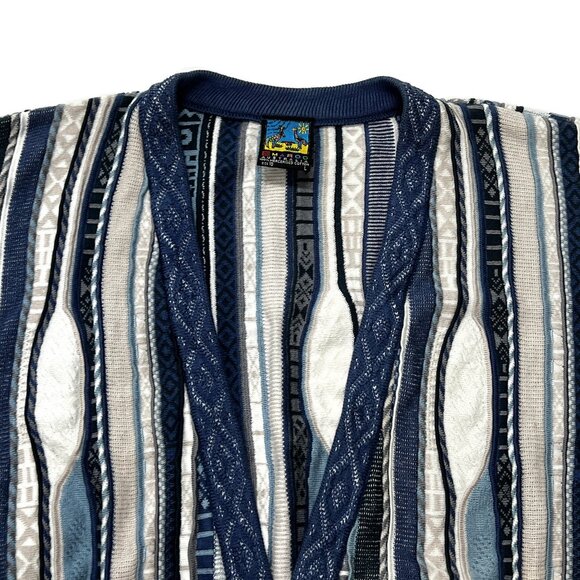 Vintage Emaroo Australia Cardigan Sweater Cotton 3d Knit 18 Large Cosby Button - Picture 7 of 10